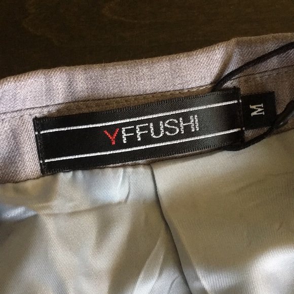 YFFUSHI Mens Light Grey M One-Button 3 Piece Suit - Picture 6 of 8